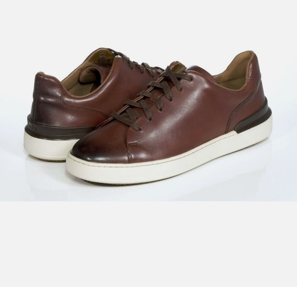 Clarks Courtlite Lace Dark Tam leather sneakers Men's 7.5 Brand New comfort shoe